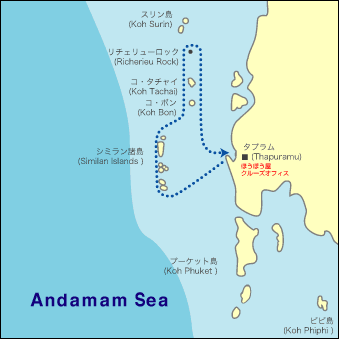 Route map／MV Manta Queen1／Similan Islands - Richelieu Rock