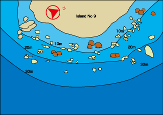 Dive site map/Breakfast Bend
