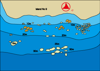 Dive site map/Three Trees