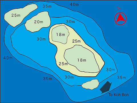 コボン（ボン島）／コボンピナクルの水中ポイントマップ