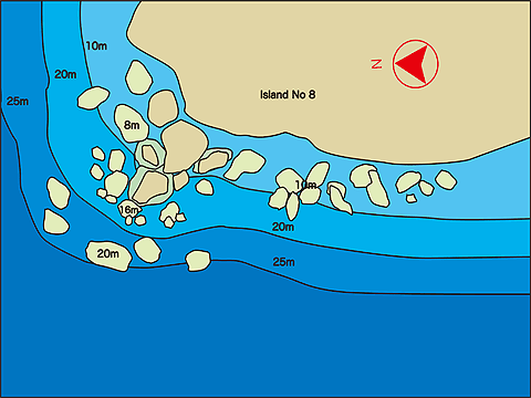 シミラン諸島／タートルロックの水中ポイントマップ